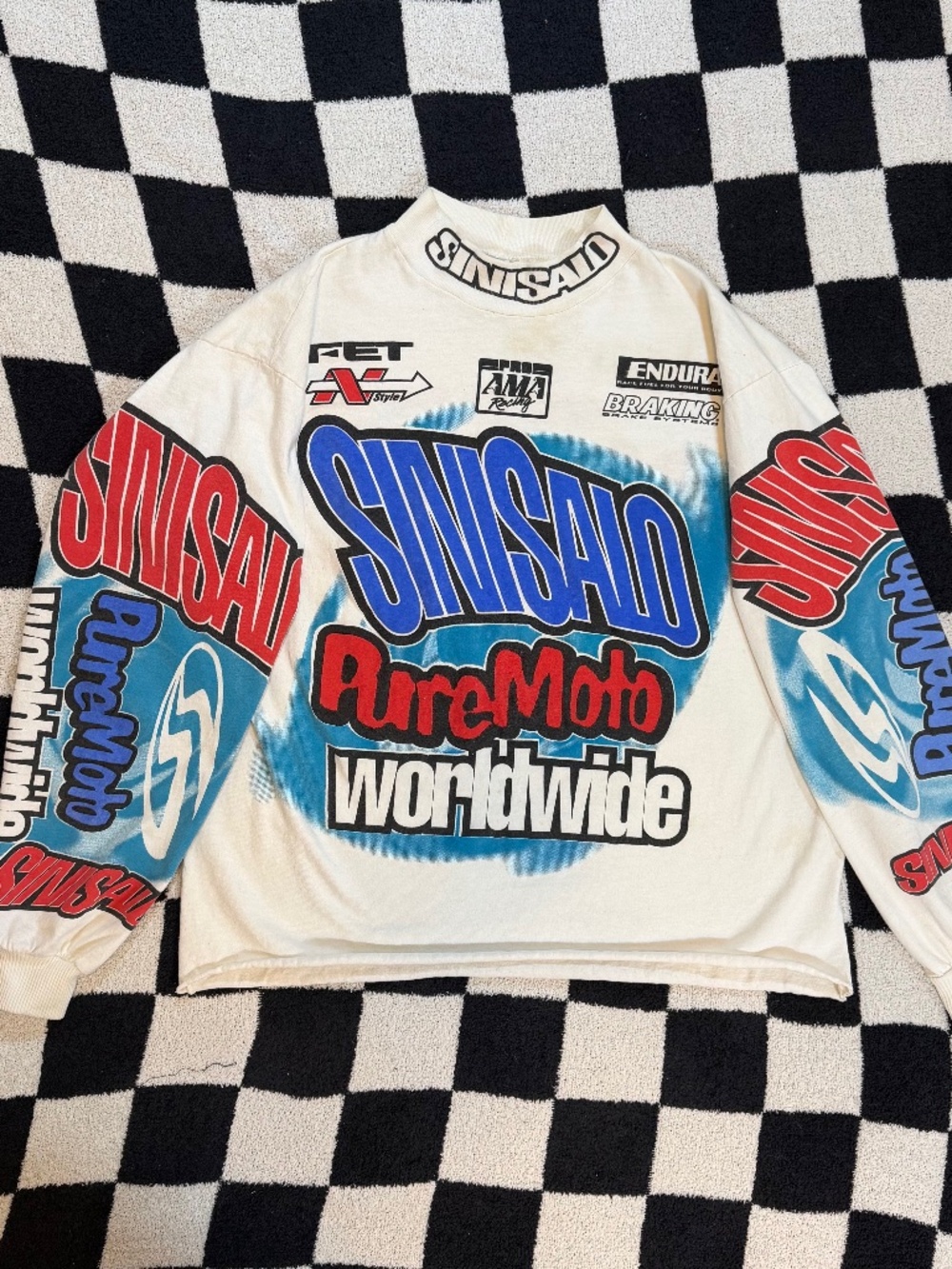 vintage 1995 sinisalo motocross jersey aop size s/m